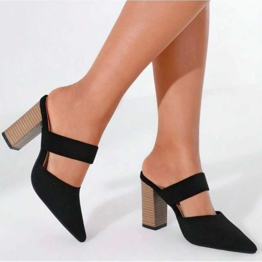 Knit Heeled Mules